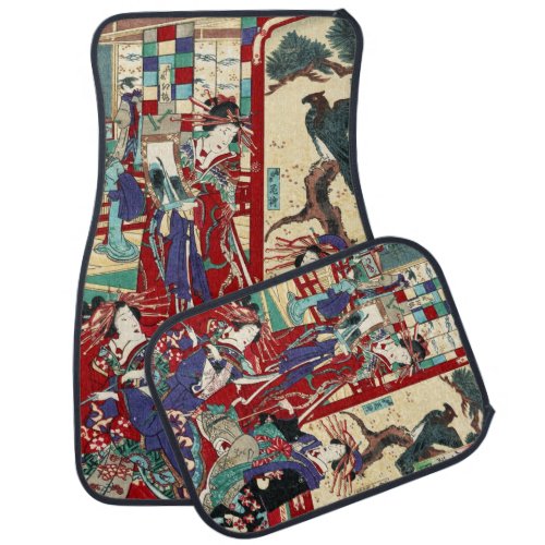 Oriental japanese three ladies maiko geisha ukiyo car floor mat