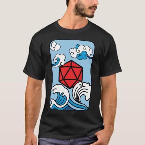 Oriental Japanese Wave D20 Dice T_Shirt