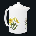 Oriental Lily Garden Teapot<br><div class="desc">Three Oriental lilies. These paintings were done in the style of a vintage botanical watercolor print, but with a modern look. Painted from flowers grown in the artist's own garden - this is not a vintage reproduction! Artellus Artworks features ORIGINAL PAINTINGS & ARTWORKS the artist - not stock photographs or...</div>