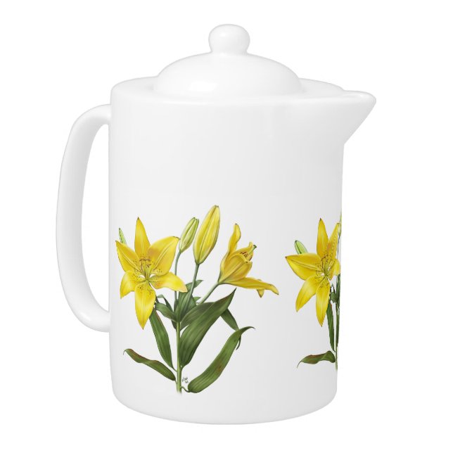 Oriental Lily - Yellow Teapot (Left)
