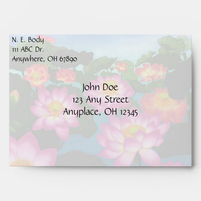 Oriental Lotus Flowers Envelope (Front)