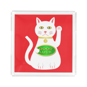 Oriental Lucky Cat Acrylic Tray