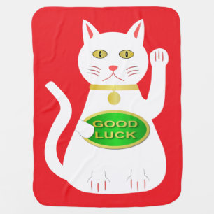 Oriental Lucky Cat Baby Blanket