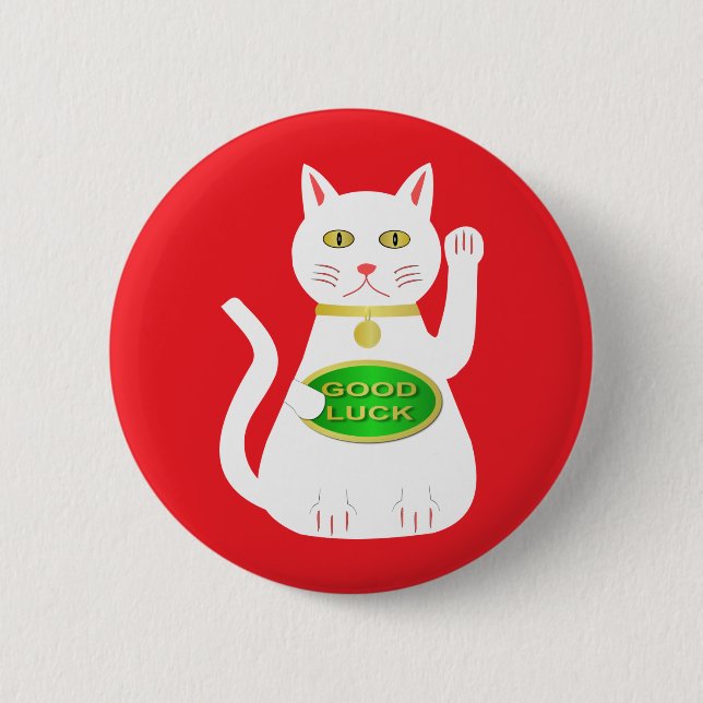 Oriental Lucky Cat Button (Front)