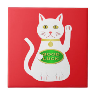 Oriental Lucky Cat Ceramic Tile
