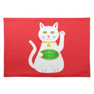 Oriental Lucky Cat Chinese New Year Cloth Placemat