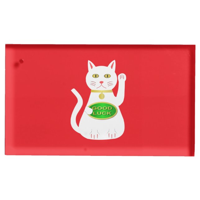 Oriental Lucky Cat Chinese New Year Place Card Holder (Front)