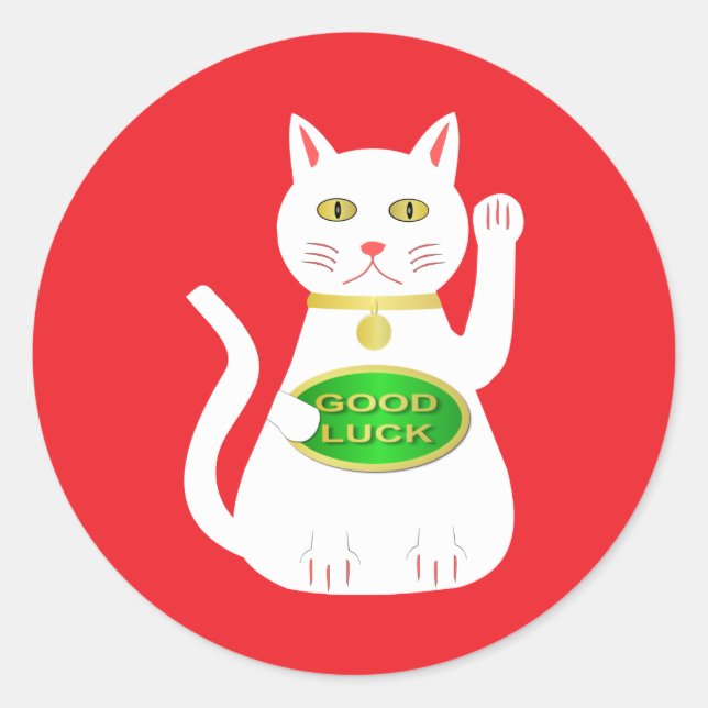 Oriental Lucky Cat Classic Round Sticker (Front)