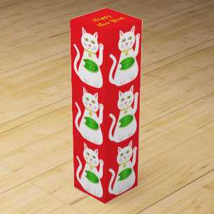 Oriental Lucky Cat Custom Chinese New Year Wine Box