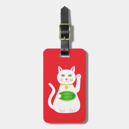 Oriental Lucky Cat Custom Name Luggage Tag