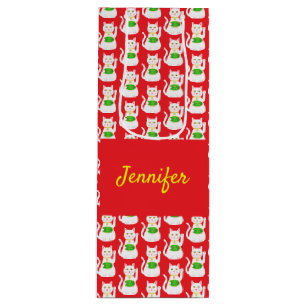Oriental Lucky Cat Custom Name Wine Gift Bag