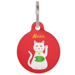 Oriental Lucky Cat Custom Pet ID Tag