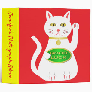 Oriental Lucky Cat Custom Photograph Album 3 Ring Binder