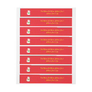 Oriental Lucky Cat Custom Wrap Around Address Label