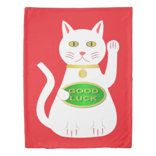 Oriental Lucky Cat Double Sided Duvet Cover