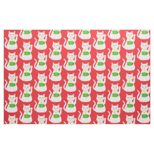 Oriental Lucky Cat Fabric