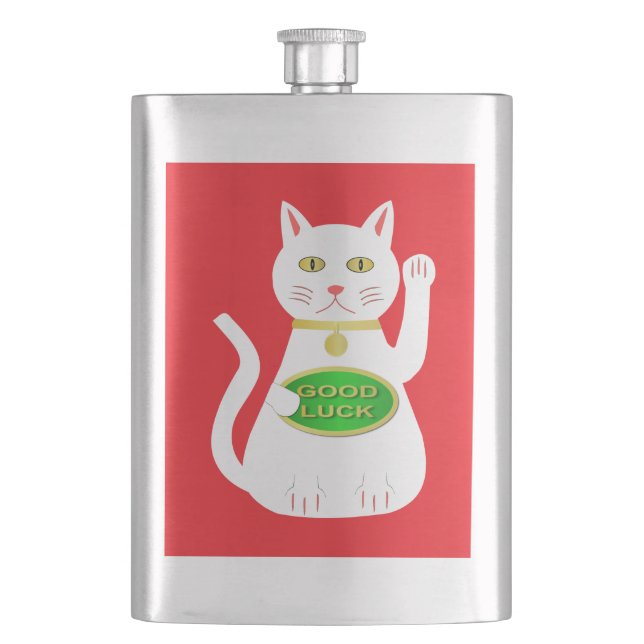 Oriental Lucky Cat Flask (Front)