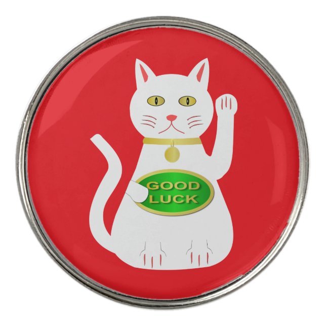 Oriental Lucky Cat Golf Ball Marker (Front)