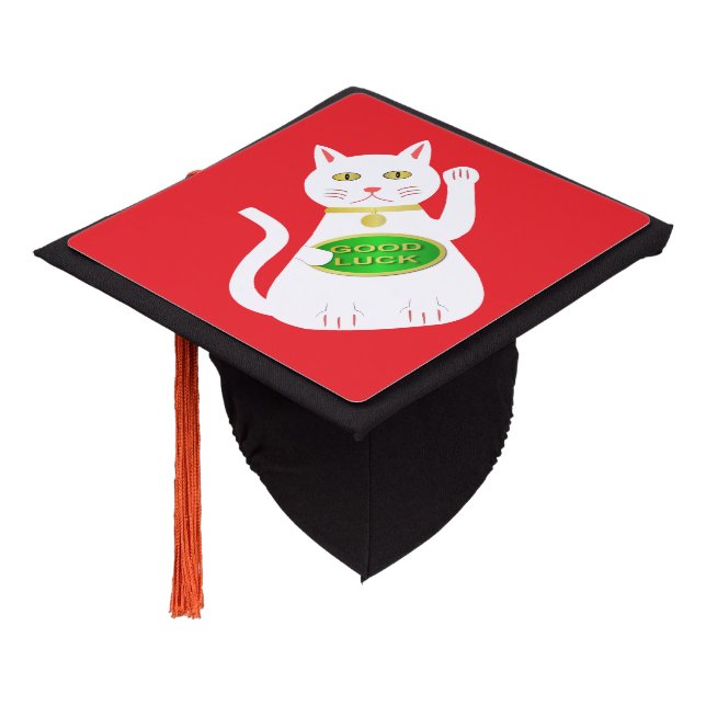 Oriental Lucky Cat Graduation Cap Topper (Angled)