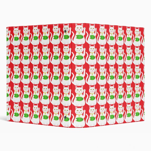 Oriental Lucky Cat Patterned 3 Ring Binder (Background)