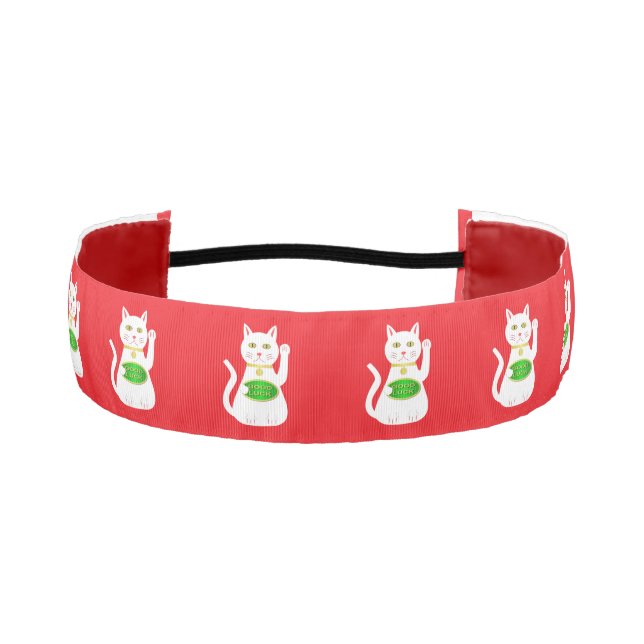 Oriental Lucky Cat Patterned Athletic Headband (Front)