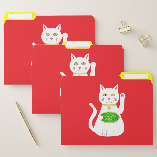 Oriental Lucky Cat Patterned File Folder (Set)