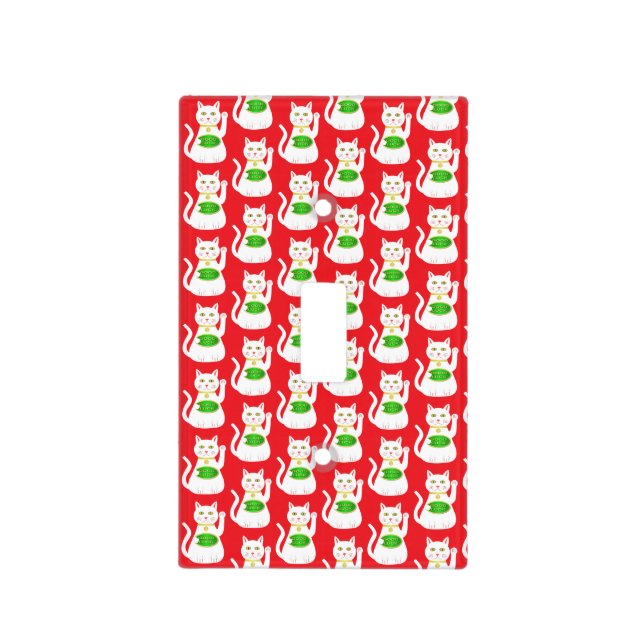 Oriental Lucky Cat Patterned Light Switch Cover (Front)