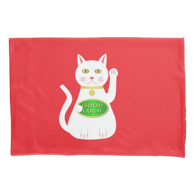 Oriental Lucky Cat Patterned Pillow Case (Front)