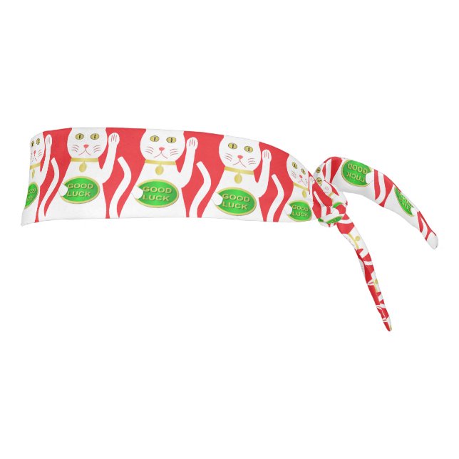 Oriental Lucky Cat Patterned Tie Headband (Rotate 90)