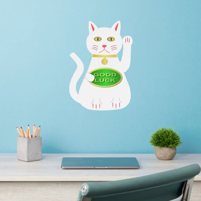 Oriental Lucky Cat Shaped Wall Decal (Home Office 2)