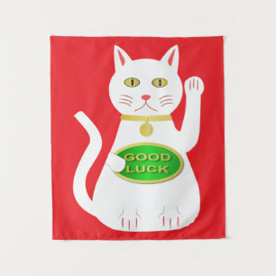 Oriental Lucky Cat Tapestry