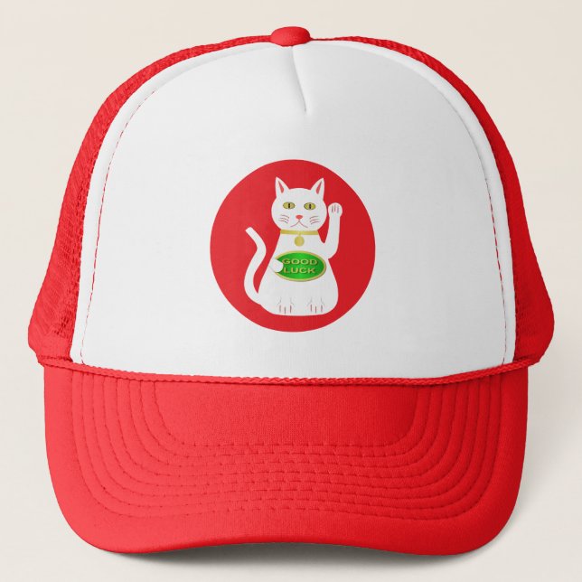 Oriental Lucky Cat Trucker Hat (Front)