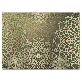 Oriental Luxury Gold Mandala With Red Gemstones Tissue Paper