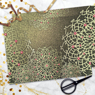 asian, yellow, white, bloom, bright, gold, floral wrapping paper, Zazzle