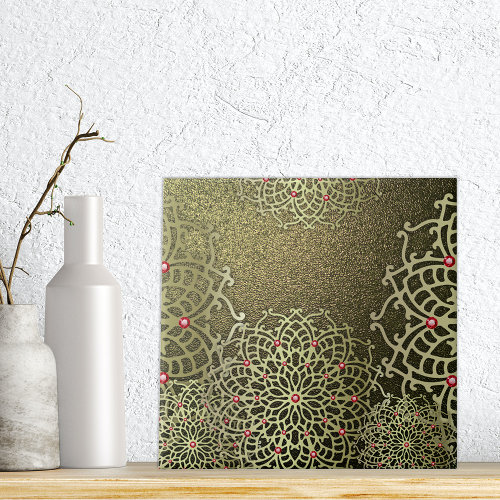 Oriental Luxury Indian Gold Jeweled Floral Mandala