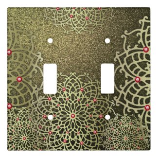 Oriental Luxury Indian Gold Jeweled Floral Mandala Light Switch Cover
