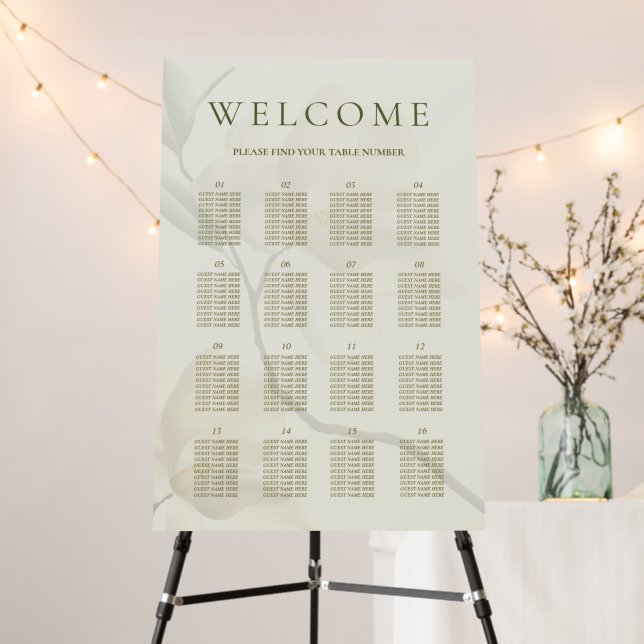 Oriental Magnolia 16 Table Seating Chart Foam Board (In Situ (Stand))