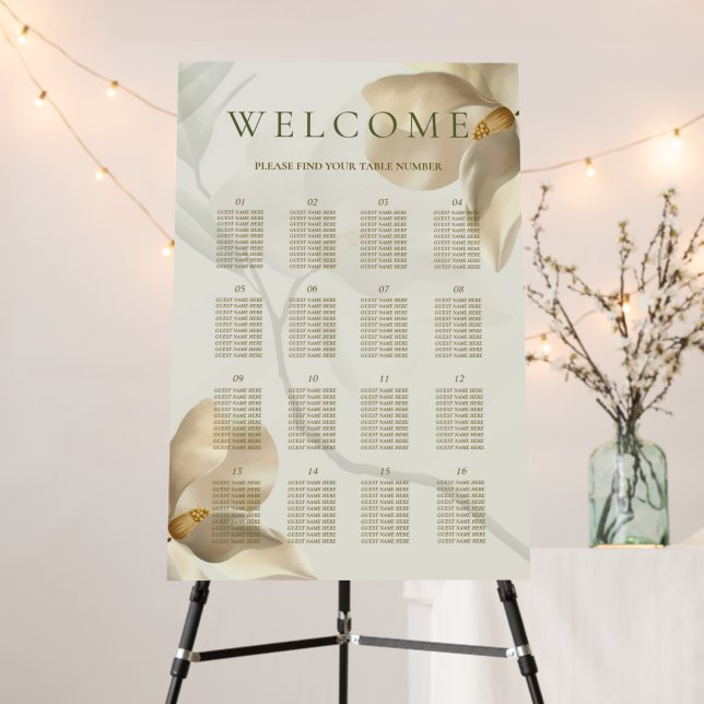 Oriental Magnolia 16 Table Seating Chart Foam Board (In Situ (Stand))