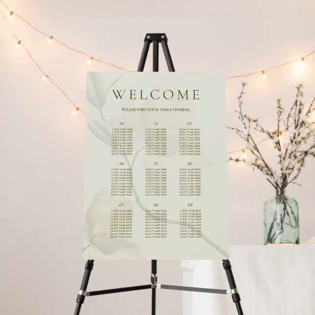 Oriental Magnolia 9 Table Seating Chart Foam Board (In Situ (Stand))