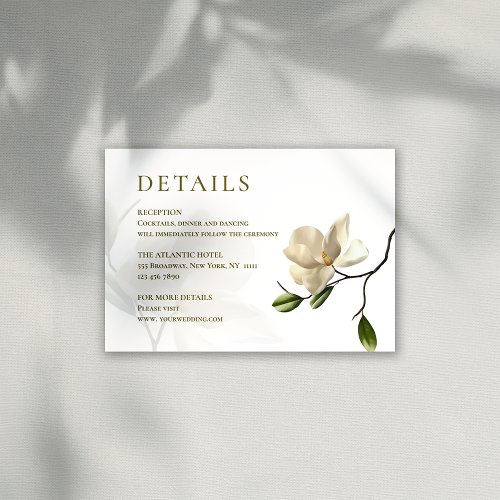 Oriental Magnolia Wedding Details Enclosure Card