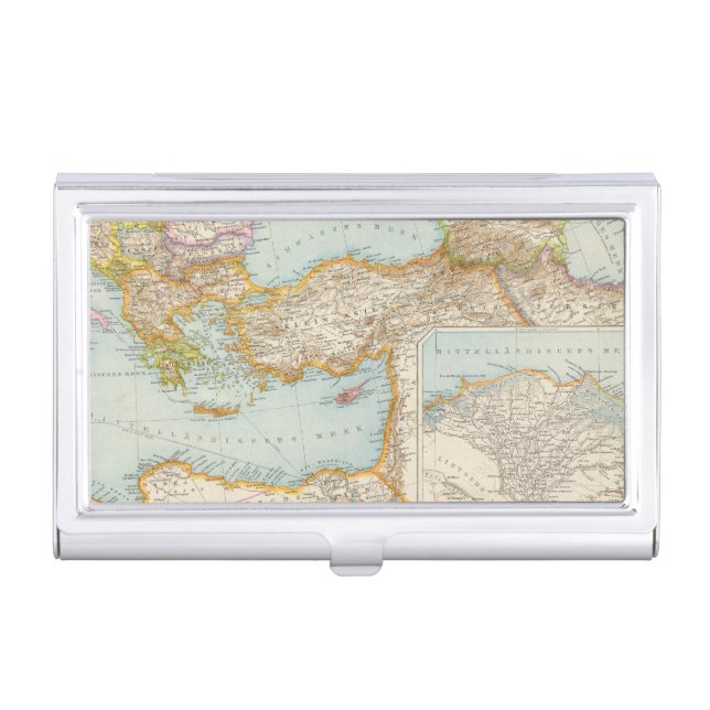 Oriental Mediterranean Map Business Card Holder (Front)