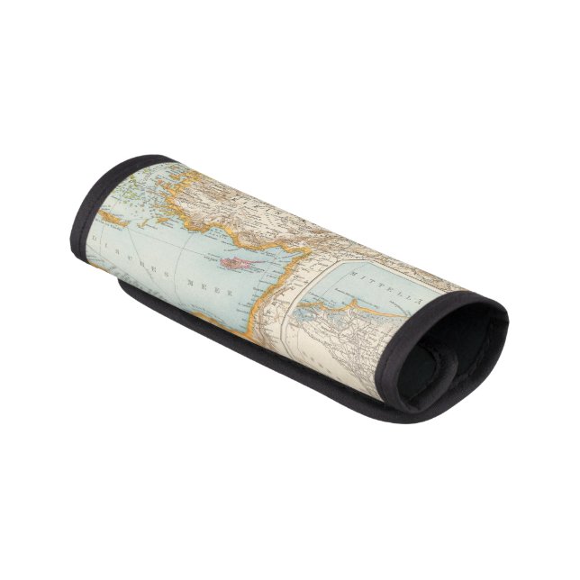 Oriental Mediterranean Map Luggage Handle Wrap (Angled)