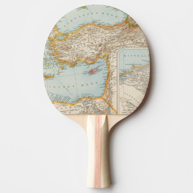 Oriental Mediterranean Map Ping Pong Paddle (Front)