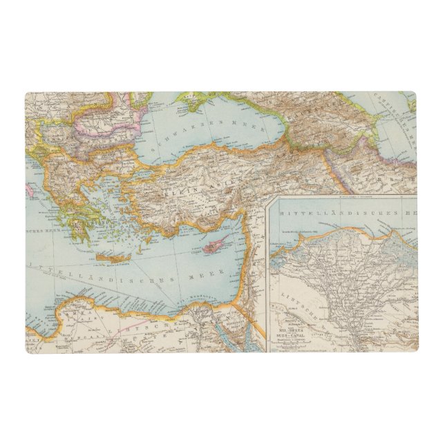 Oriental Mediterranean Map Placemat (Front)