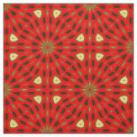 Oriental Mosaic Red Geometric Pattern Fabric
