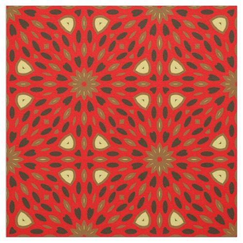 Oriental Mosaic Red Geometric Pattern Fabric
