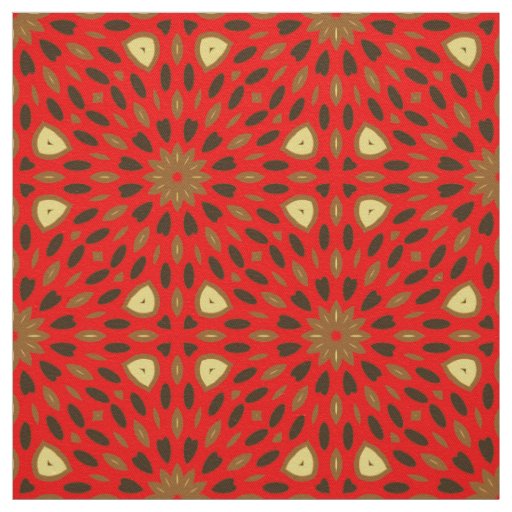 Oriental Mosaic Red Geometric Pattern Fabric