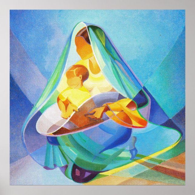 Oriental nativity scene, Mary with Jesus, Poster (Front)