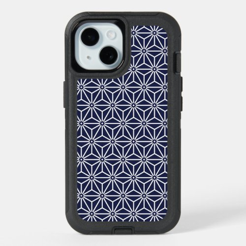 Oriental Navy Blue Asanoha Japan Pattern iPhone 15 Case