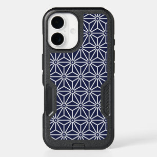 Oriental Navy Blue Asanoha Japan Pattern OtterBox iPhone 16 Case